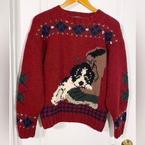 Vintage 90s Woolrich Woman Dog Wool Sweater